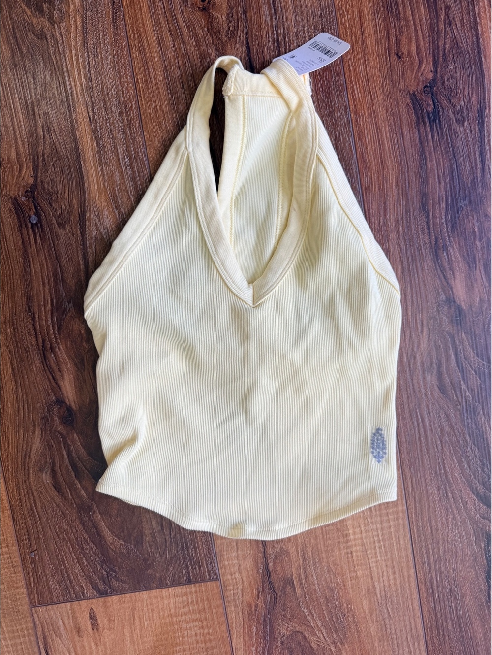 Mvmt by Free People XS Yellow Ribbed Halter Crop Top with Tag
